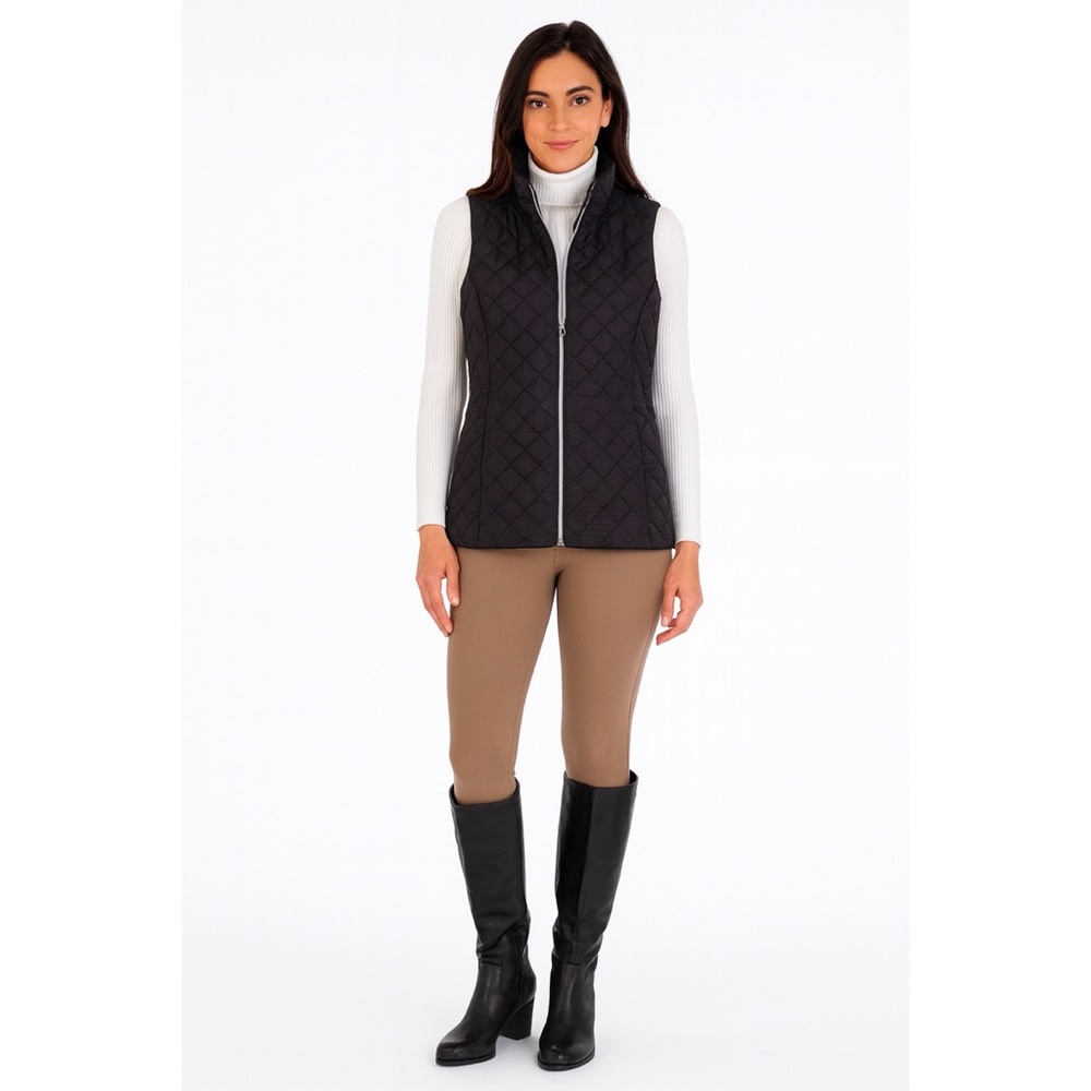 Banana Republic Womens Puffer Vest, Dark Charcoal Heather, Pockets, Size XS